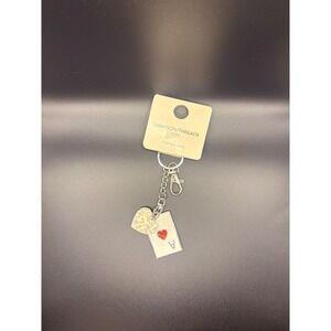 Grayson Threads Kids Ace of Hearts Playing Card Heart Charm Keychain Silver Tone